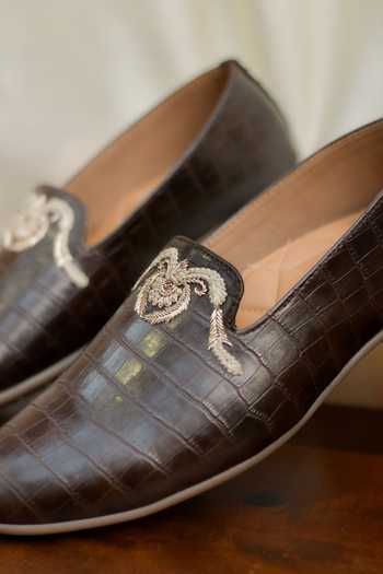 Shop_Around Always_Brown Aarav Croc Textured Loafers _Online_at_Aza_Fashions