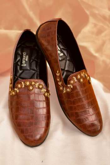 Buy_Around Always_Brown Naveen Croc Textured Loafers _at_Aza_Fashions