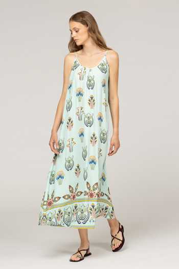 Buy_Inoa_Multi Color Silk Scoop Neck Petunia Print Dress _at_Aza_Fashions