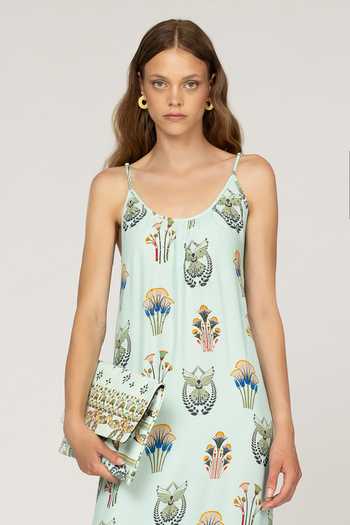 Buy_Inoa_Multi Color Silk Scoop Neck Petunia Print Dress 