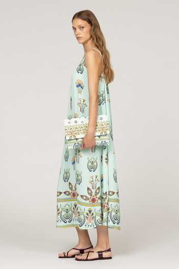 Shop_Inoa_Multi Color Silk Scoop Neck Petunia Print Dress 