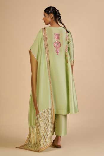 Gulabo By Abu Sandeep_Green Chanderi Color Block Dupatta _Online_at_Aza_Fashions