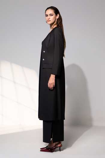 Shop_Raison D'Etre Atelier_Black Rayon Open , Sweetheart Celestia Ensemble Blazer And Dress Set _Online_at_Aza_Fashions