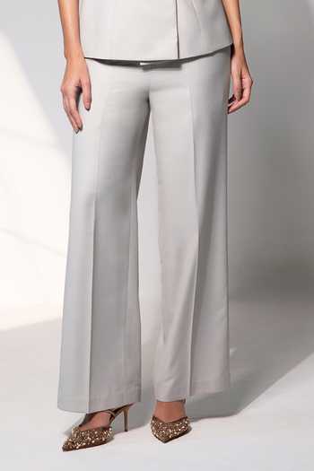 Buy_Raison D'Etre Atelier_Grey Rayon Sweetheart Neck Estelle Top With Pant _Online_at_Aza_Fashions