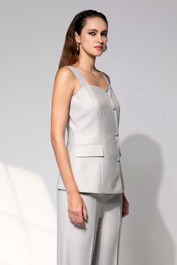 Shop_Raison D'Etre Atelier_Grey Rayon Sweetheart Neck Estelle Top With Pant _Online_at_Aza_Fashions