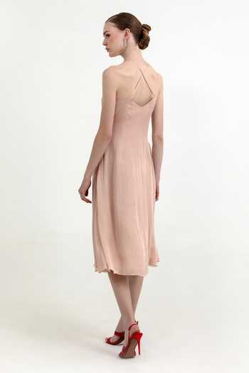 Shop_Raison D'Etre Atelier_Peach Organza V-, Halter Twila Slip Dress _at_Aza_Fashions