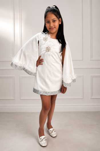 Buy_Label Kiaa_White Glitter Embroidered Dress _at_Aza_Fashions