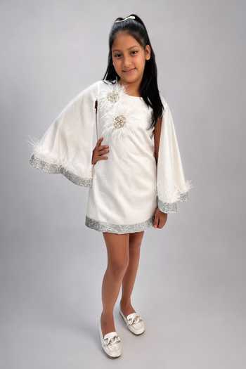 Buy_Label Kiaa_White Glitter Embroidered Dress _Online_at_Aza_Fashions