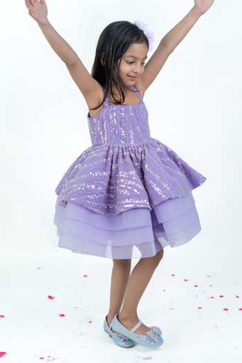 Buy_Label Kiaa_Purple Net Sequin Work Dress _Online_at_Aza_Fashions