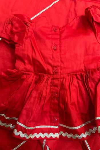 Label Kiaa_Red Cotton Pichwai Jamna Embroidered Kurta Set _Online_at_Aza_Fashions