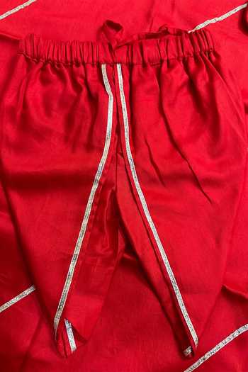 Buy_Label Kiaa_Red Cotton Pichwai Jamna Embroidered Kurta Set _Online_at_Aza_Fashions