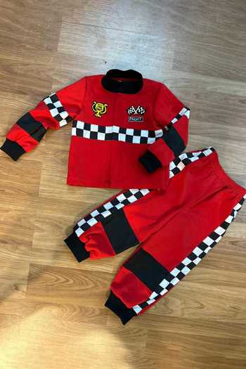 Label Kiaa_Red Racer Embroidered Jacket And Pant Set _Online_at_Aza_Fashions