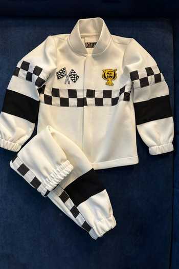 Buy_Label Kiaa_White Racer Embroidered Jacket And Pant Set _Online_at_Aza_Fashions