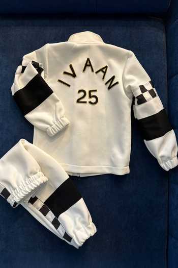 Shop_Label Kiaa_White Racer Embroidered Jacket And Pant Set _at_Aza_Fashions