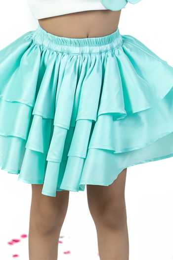 Buy_Label Kiaa_White Taffeta 3d Flower Embroidered Top And Skirt Set _Online_at_Aza_Fashions