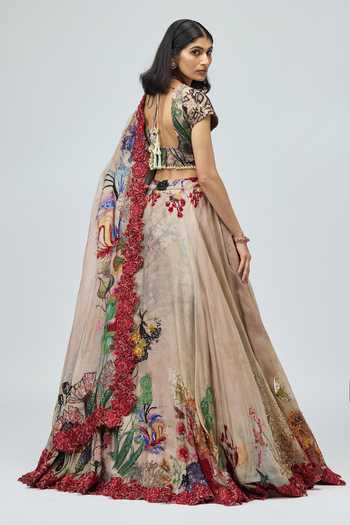 Shop_Varun Bahl_Multi Color Silk Organza Embroidered Lehenga Set _at_Aza_Fashions