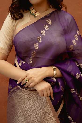 Shop_Priyanka Raajiv_Purple Silk Aparna Woven Saree With Unstitched Blouse Fabric _Online_at_Aza_Fashions