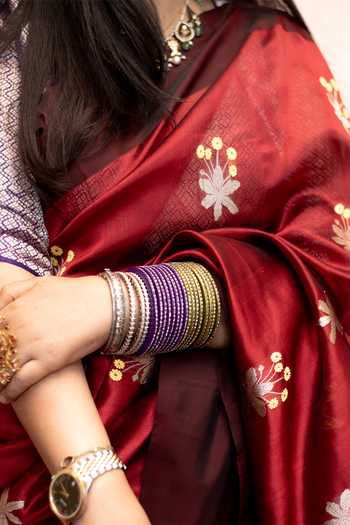 Shop_Priyanka Raajiv_Red Silk, Chanderi Kaushiki Saree With Unstitched Blouse 