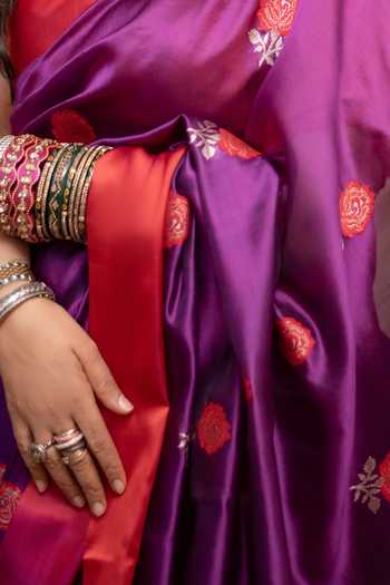 Buy_Priyanka Raajiv_Purple Silk, Chanderi Shyamali Saree With Unstitched Blouse Piece _Online_at_Aza_Fashions
