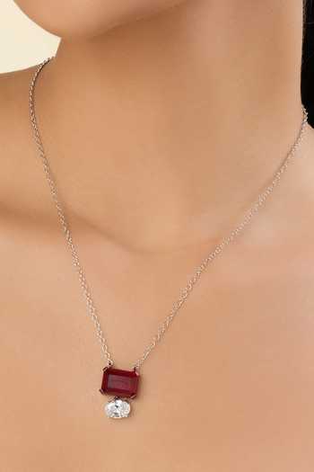 Shop_Isharya_Red Marquise Pendant Necklace _Online_at_Aza_Fashions