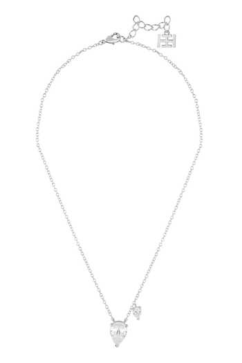 Shop_Isharya_Silver Plated Camellia Opaline Pendant Necklace _at_Aza_Fashions