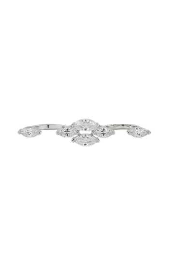 Shop_Isharya_Silver Plated Arabella Opaline Ring _at_Aza_Fashions