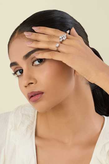 Buy_Isharya_Silver Plated Arabella Opaline Ring _at_Aza_Fashions