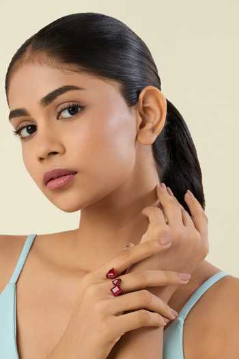 Shop_Isharya_Red Mirabelle Ruby Ring _Online_at_Aza_Fashions