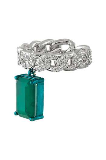 Isharya_Green Camellia Stone Studded Ring _Online_at_Aza_Fashions