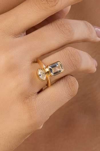 Shop_Isharya_Gold Plated Alouette Brass Ring_Online_at_Aza_Fashions