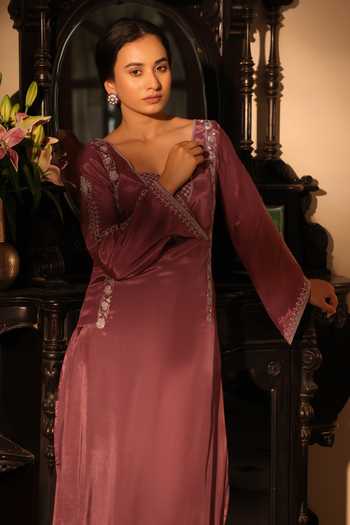 Buy_Seher Jaipur_Pink Silk Square Neck Azrina Embroidered Bodice Kurta Set 