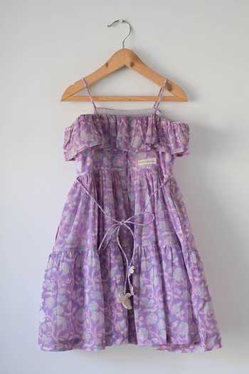 Buy_Love The World Today_Purple Cotton Fools Paradise Printed Dress _Online_at_Aza_Fashions