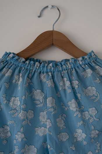 Shop_Love The World Today_Blue Cotton Blossom Spaghetti Top And Shorts Set 
