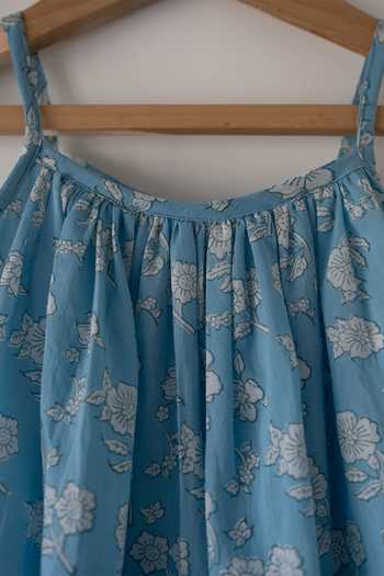 Love The World Today_Blue Cotton Blossom Spaghetti Top And Shorts Set _Online