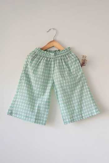 Shop_Love The World Today_Green Cotton Wander Rhombus Print Top And Pant Set _Online_at_Aza_Fashions