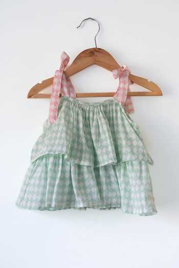 Love The World Today_Green Cotton Wander Rhombus Print Top And Pant Set _at_Aza_Fashions