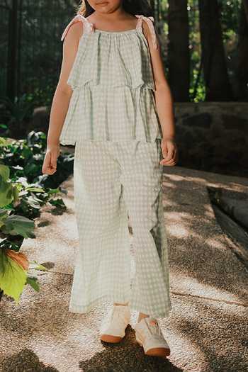 Shop_Love The World Today_Green Cotton Wander Rhombus Print Top And Pant Set 