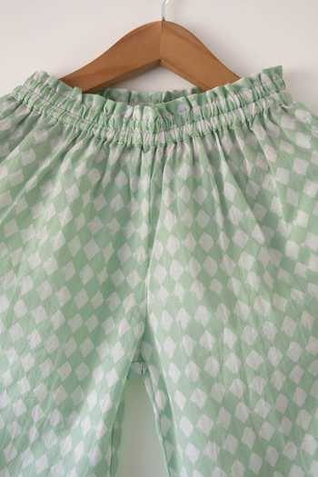 Shop_Love The World Today_Green Cotton Wander Rhombus Print Top And Pant Set _Online