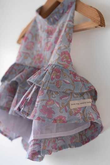 Love The World Today_Blue Cotton Butterfly Halter Neck Top And Skirt Set _Online_at_Aza_Fashions