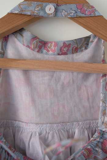 Love The World Today_Blue Cotton Butterfly Halter Neck Top And Skirt Set 