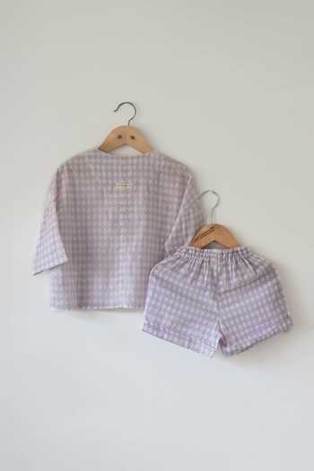 Buy_Love The World Today_Purple Cotton Shared Secrets Printed Shorts Set _Online_at_Aza_Fashions