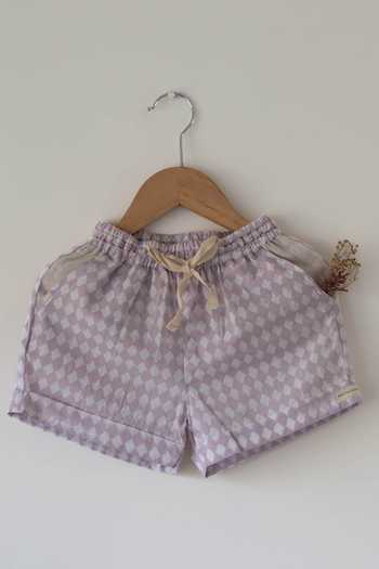 Buy_Love The World Today_Purple Cotton Shared Secrets Printed Shorts Set 