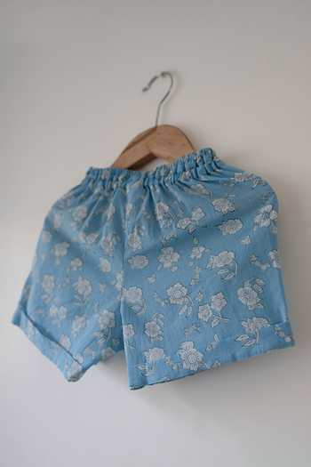 Love The World Today_Blue Cotton Boogie Shirt And Shorts Set _Online_at_Aza_Fashions