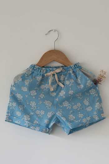 Shop_Love The World Today_Blue Cotton Boogie Shirt And Shorts Set _Online_at_Aza_Fashions