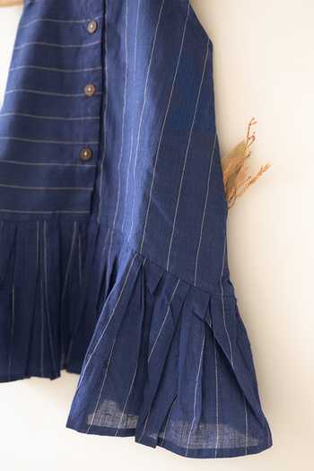 Love The World Today_Blue Cotton Pitter Patter Striped Dress _Online