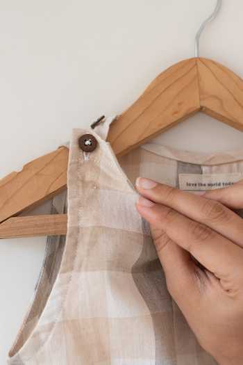 Shop_Love The World Today_Beige Cotton Midsummer Gingham Print Jumpsuit _Online_at_Aza_Fashions