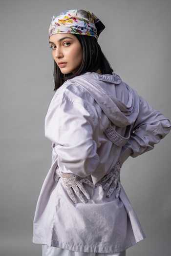 Buy_Saim_Purple Cotton Mandarin Collar Gathered Necklines Shirt _Online_at_Aza_Fashions