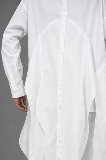 Buy_Saim_White Cotton Mandarin Collar Multi Sleeve Shirt _Online_at_Aza_Fashions