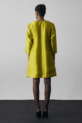 silk dupioni v neck dress Hilary Gown in Silk Dupioni
