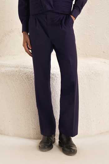 Nirmooha_Purple Suiting Valeur Draped Shirt And Pant Set _Online_at_Aza_Fashions
